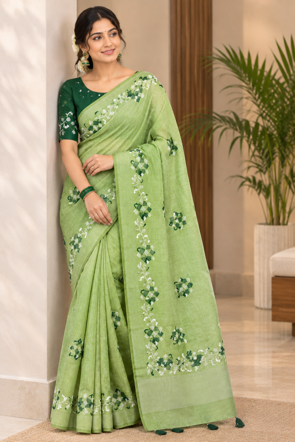Chanderi Cotton Saree with Unstitched Blouse Piece