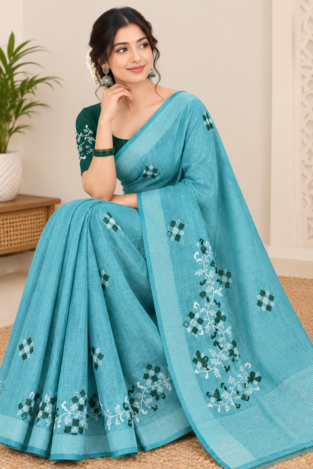 Chanderi Cotton Saree with Unstitched Blouse Piece