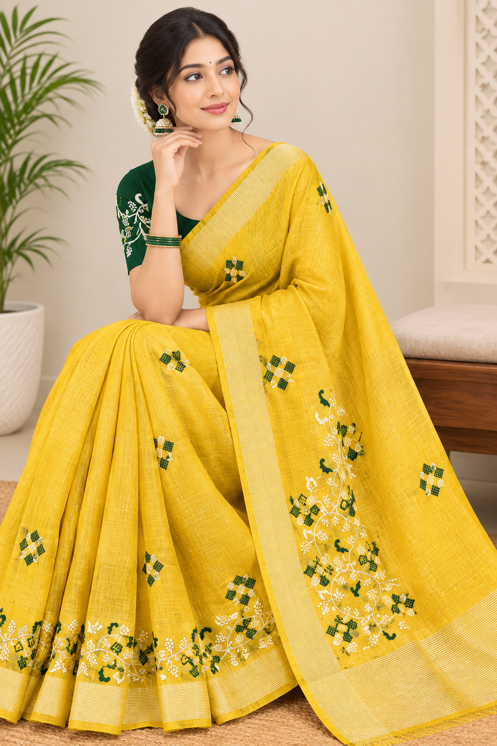 Chanderi Cotton Saree with Unstitched Blouse Piece