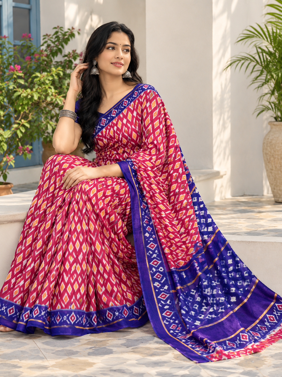 Jaipur Cotton Printed Saree with Unstitched Blouse Piece