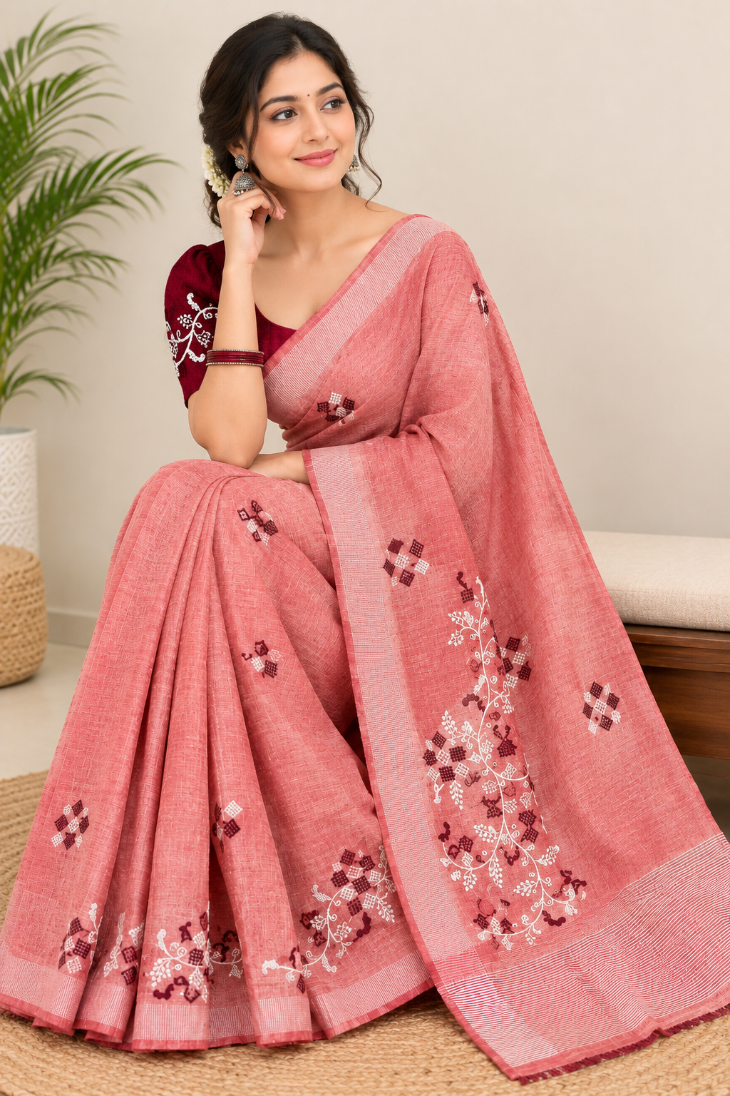 Chanderi Cotton Saree with Unstitched Blouse Piece