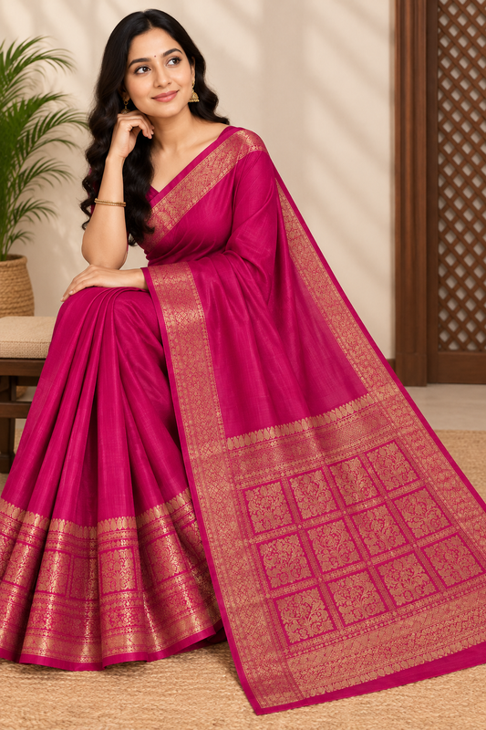 Soft Silk Saree with Unstitched Blouse Piece