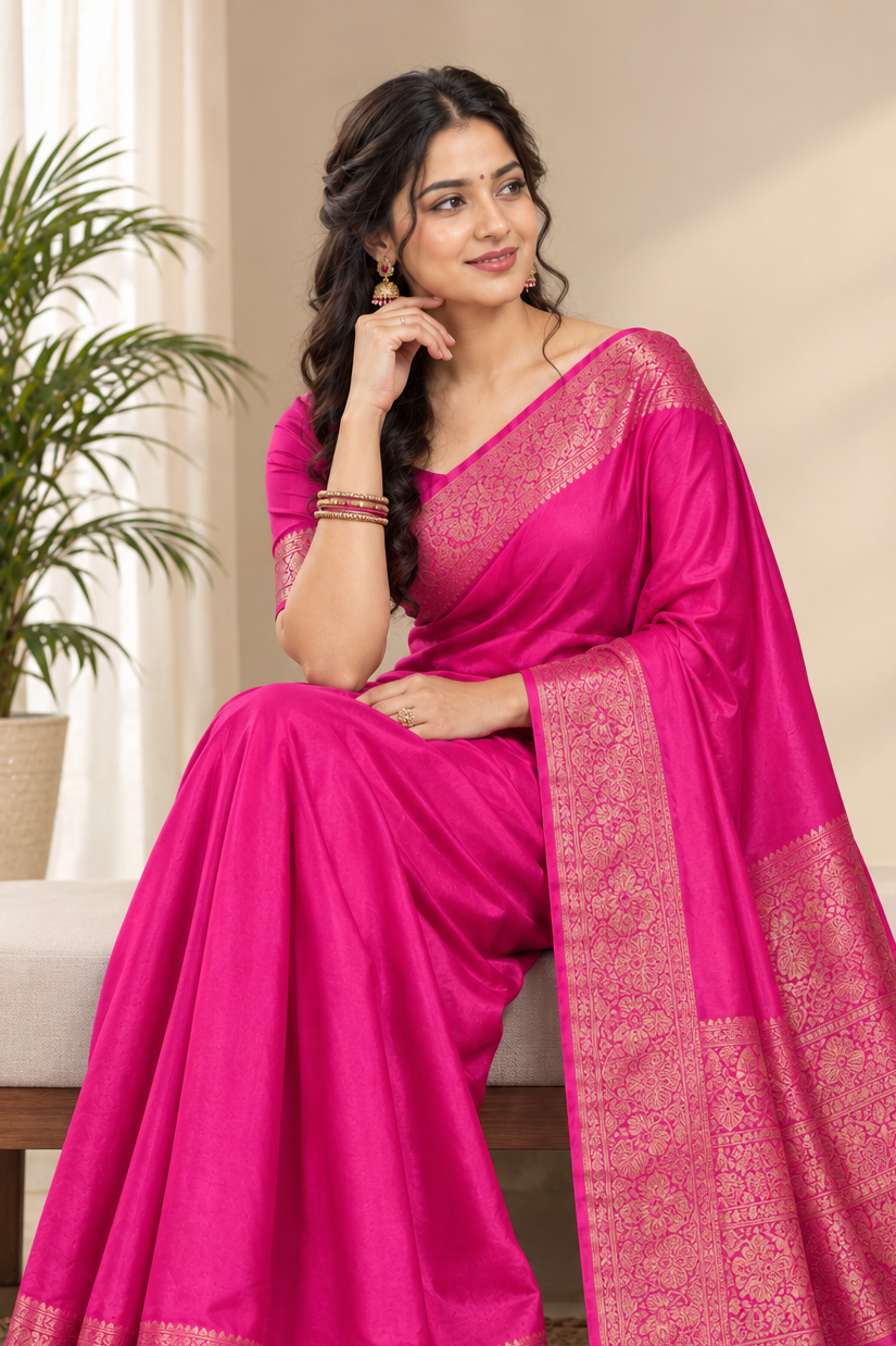 Soft Silk Saree with Unstitched Blouse Piece