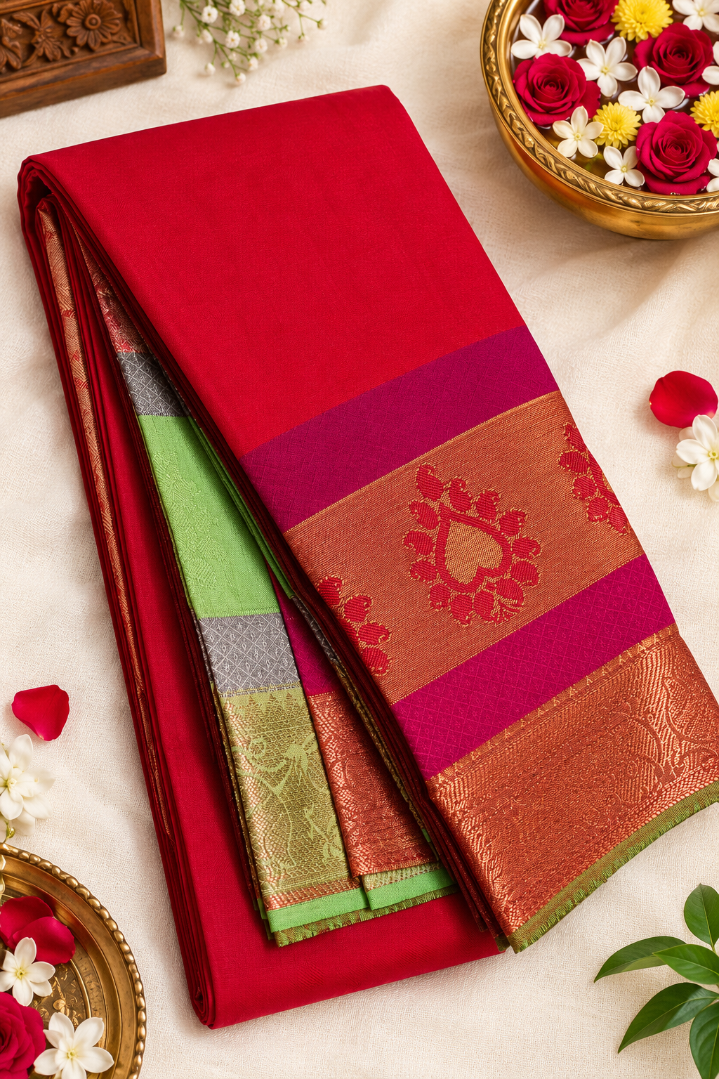 Elampillai Silk Saree with Unstitched Blouse Piece