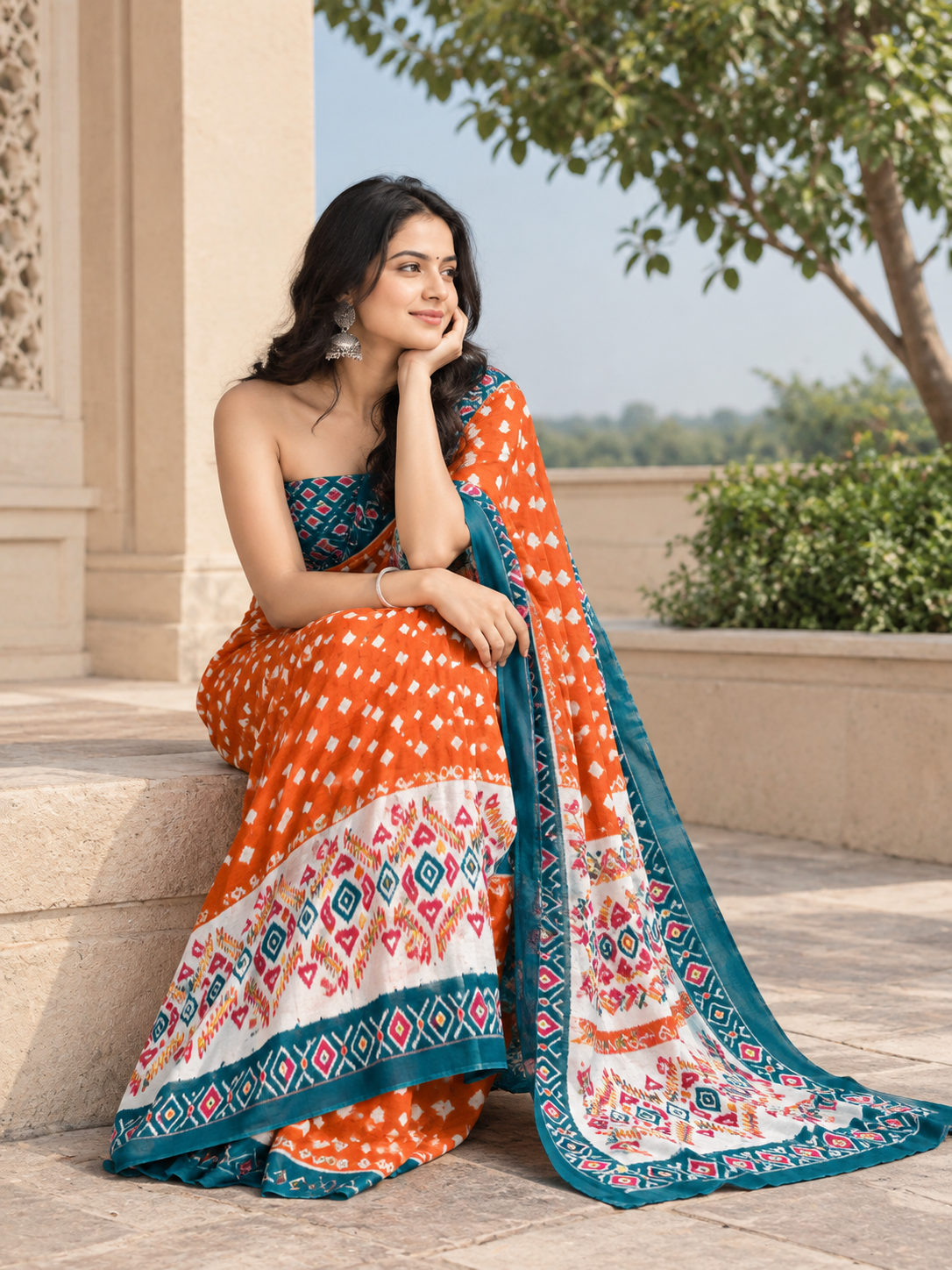 Jaipur Cotton Printed Saree with Unstitched Blouse Piece