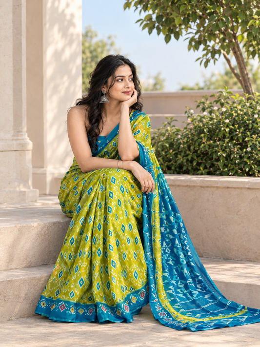 Jaipur Cotton Printed Saree with Unstitched Blouse Piece