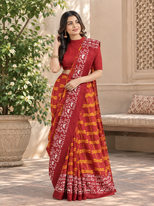 Jaipur Cotton Printed Saree with Unstitched Blouse Piece