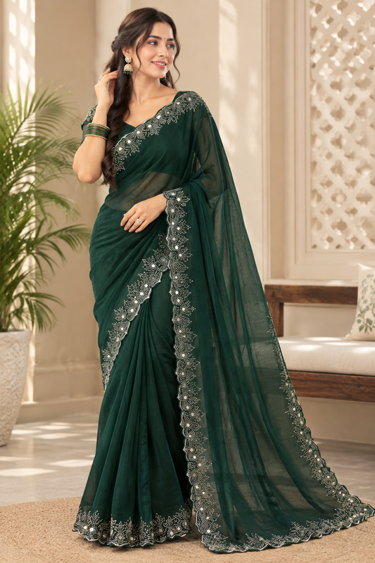 Fancy Georgette Saree with Unstitched Blouse Piece