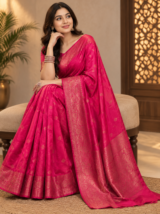 Soft Silk Saree with Unstitched Blouse Piece