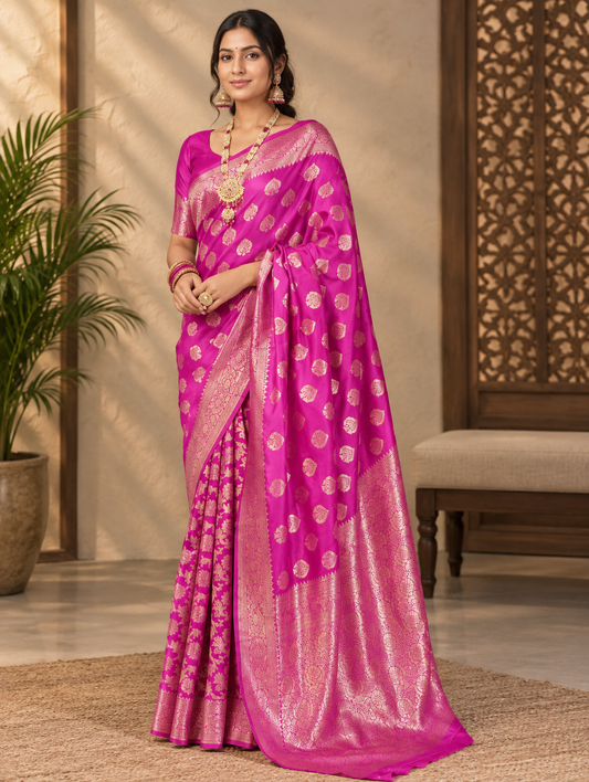 Soft Silk Saree with Unstitched Blouse Piece