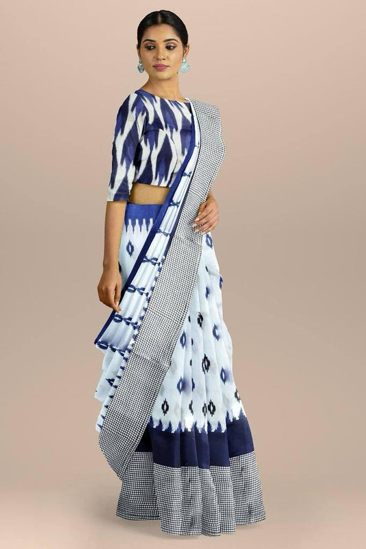 Jaipur Cotton Printed Saree with Unstitched Blouse Piece