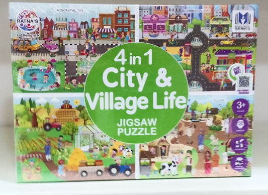 4 in 1 Jigsaw Puzzle City and Village Life