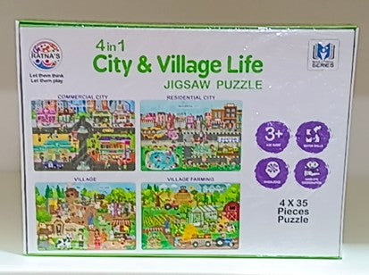 4 in 1 Jigsaw Puzzle City and Village Life