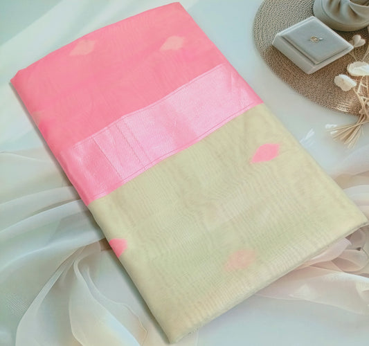 Cotton Linen Printed Saree with Unstitched Blouse Piece