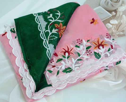 Organza Embroidery Saree with Unstitched Blouse Piece