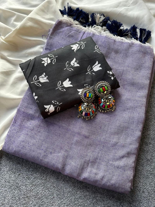 Khadi Cotton Saree with Unstitched Blouse Piece