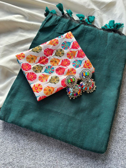 Khadi Cotton Saree with Unstitched Blouse Piece